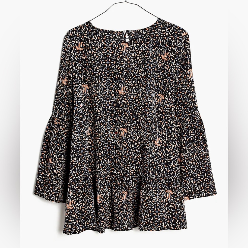 Silk Fiesta Paisley Bell-Sleeve Top